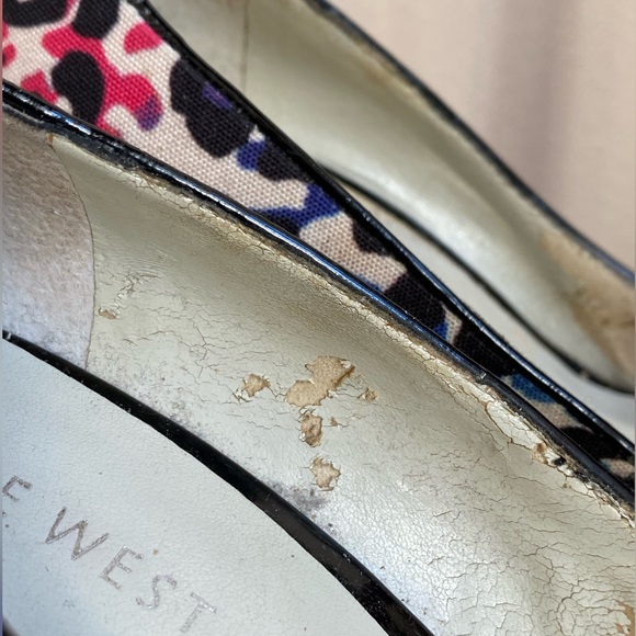 Nine West Rainbow Leopard Print Peep Toe Pumps / Heels - Picture 6 of 15